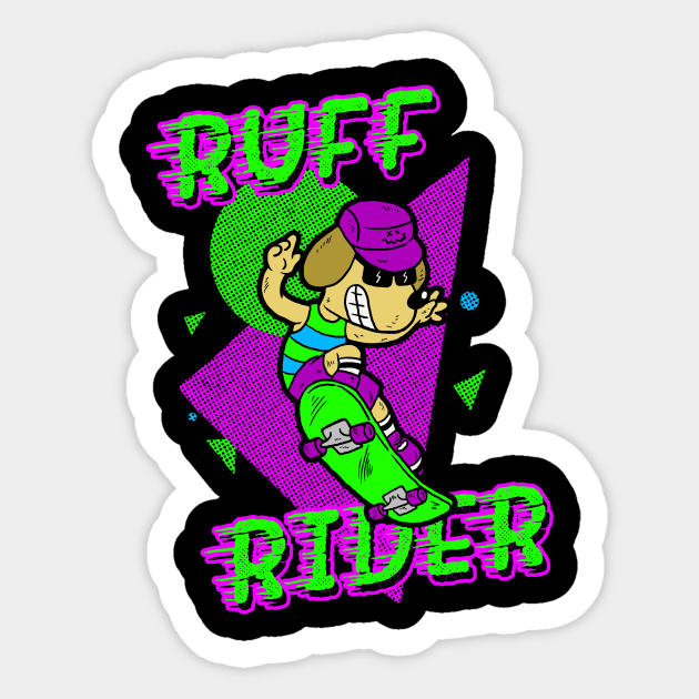 Ruff Rider Sticker by dumbshirts